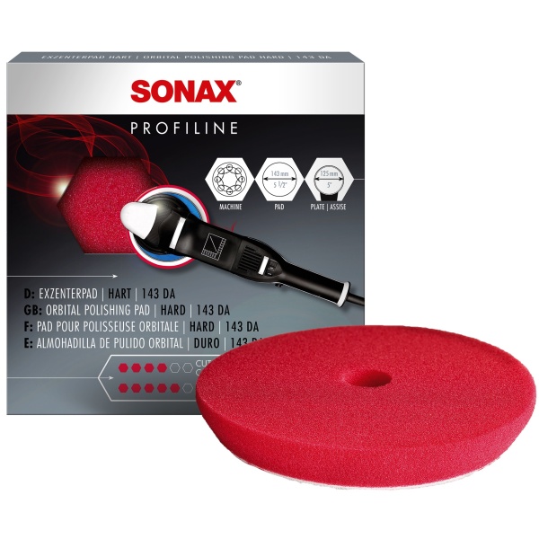 Sonax Profiline Orbital Polishing Pad Hard Burete Roșu Pentru Polish Dual Action Abraziv 143MM 494400